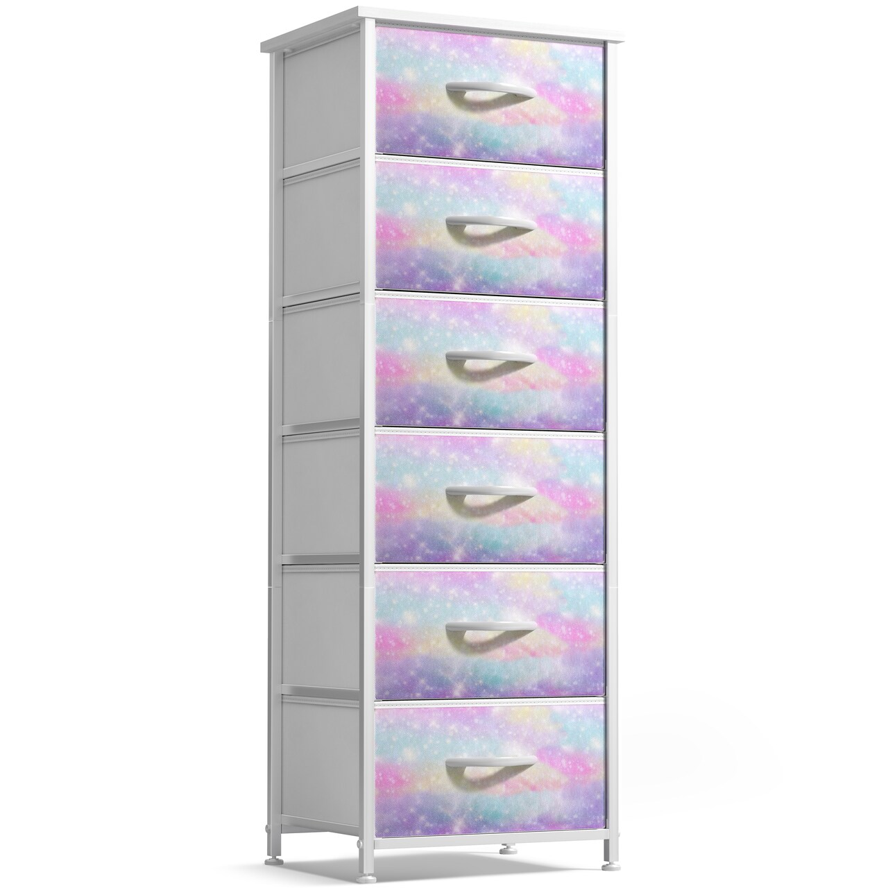 Sorbus 6 Drawers Tall Dresser with Steel Frame, Wood Top & Easy Pull Foldable Fabric Bins